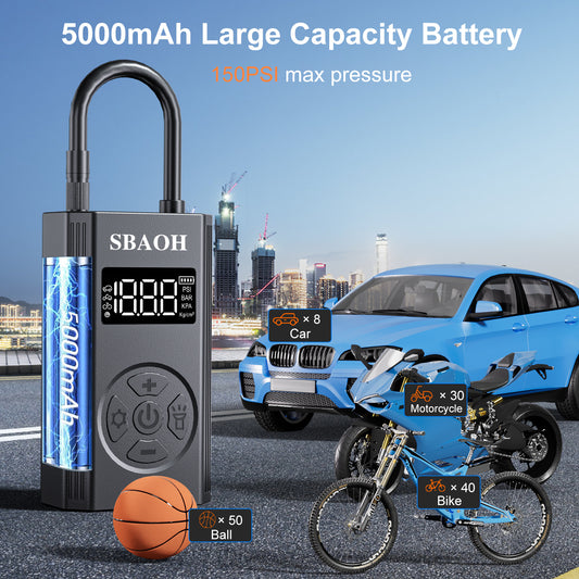 Premium Wireless Digital Air Inflator – 150PSI, Portable, USB-C, 5000mAh - Tire Boost